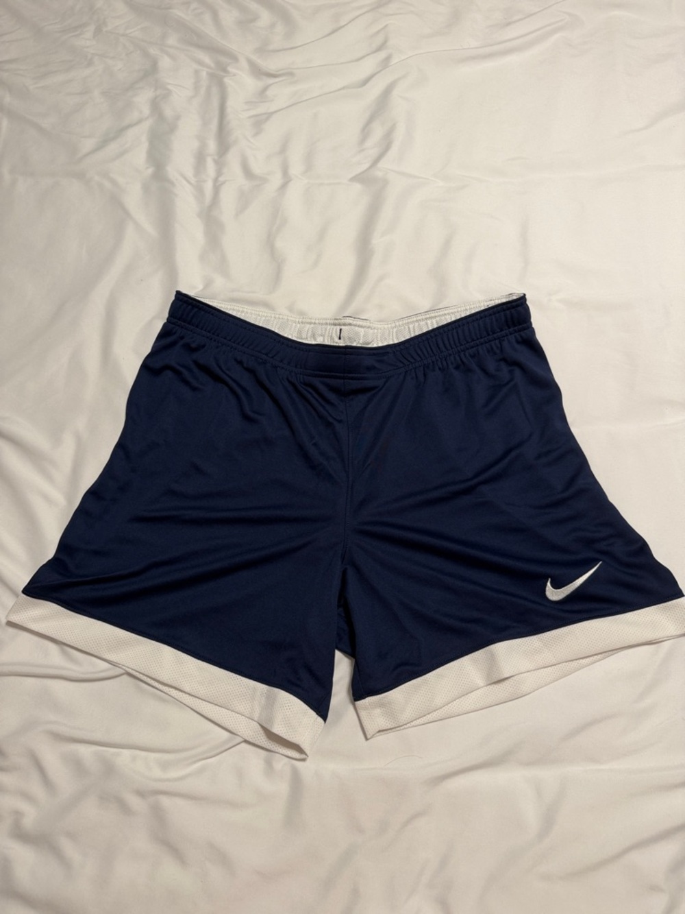 Nike Women's Navy Athletic Shorts with White Accents
